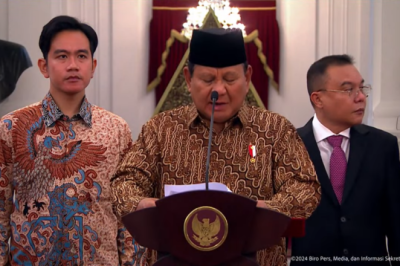 Presiden Prabowo Subianto Umumkan Susunan Kabinet Merah-Putih, di Istana Merdeka, Jakarta