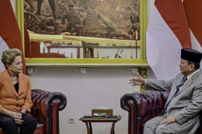 Presiden Prabowo Terima Kunjungan Kehormatan Presiden NDB Dilma Rousseff di Istana Merdeka