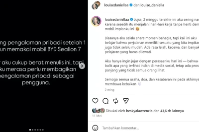 Keluhkan Shockbreaker Patah Hingga Diskusi Rasa Aman Memiliki Mobil Listrik, Begini Unggahan Louise Daniella Pengguna BYD Sealion 7 yang Viral